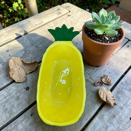 Bowl de Abacaxi Amarelo Decorado de Cerâmica