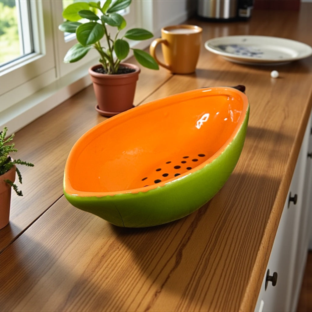 Bowl de Mamão Feito de Cerâmica Esmaltada