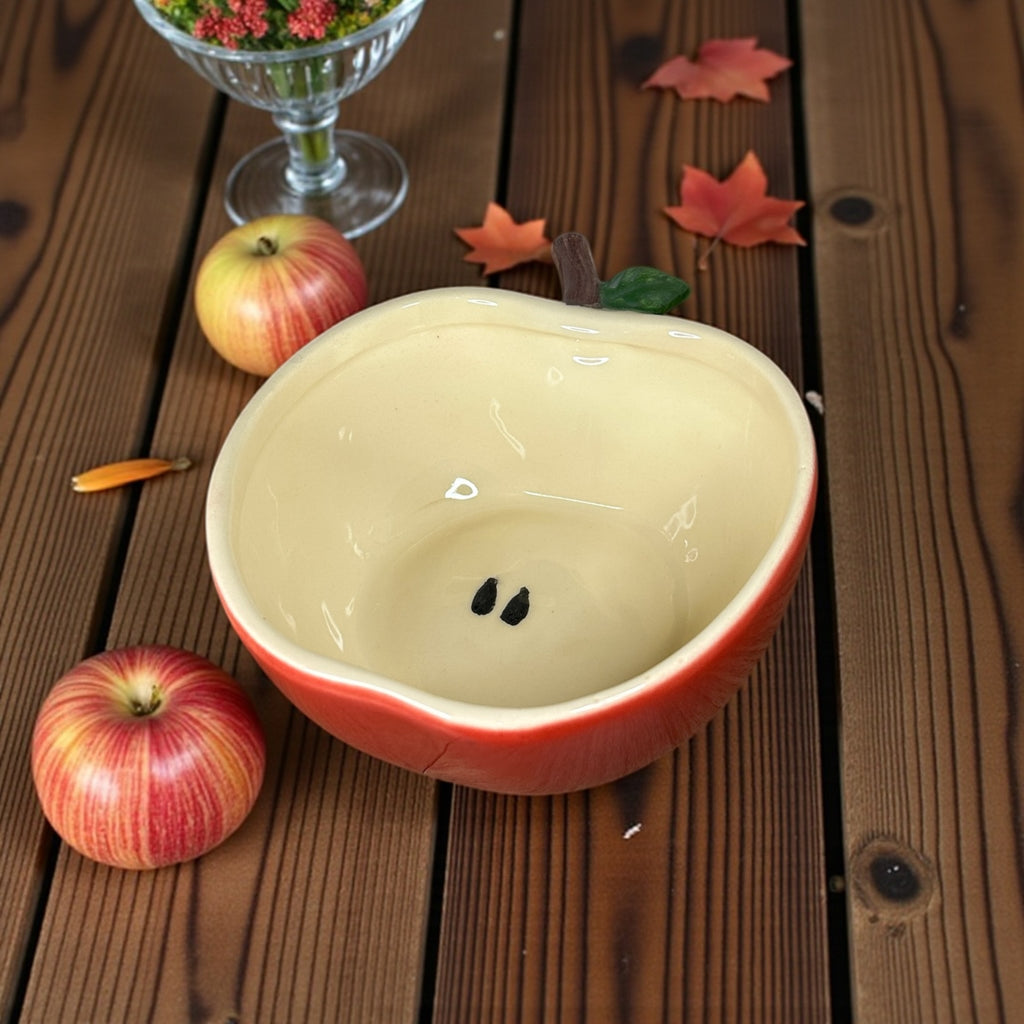 Bowl de Maça Vermelha Decorado Á Mão de Cerâmica