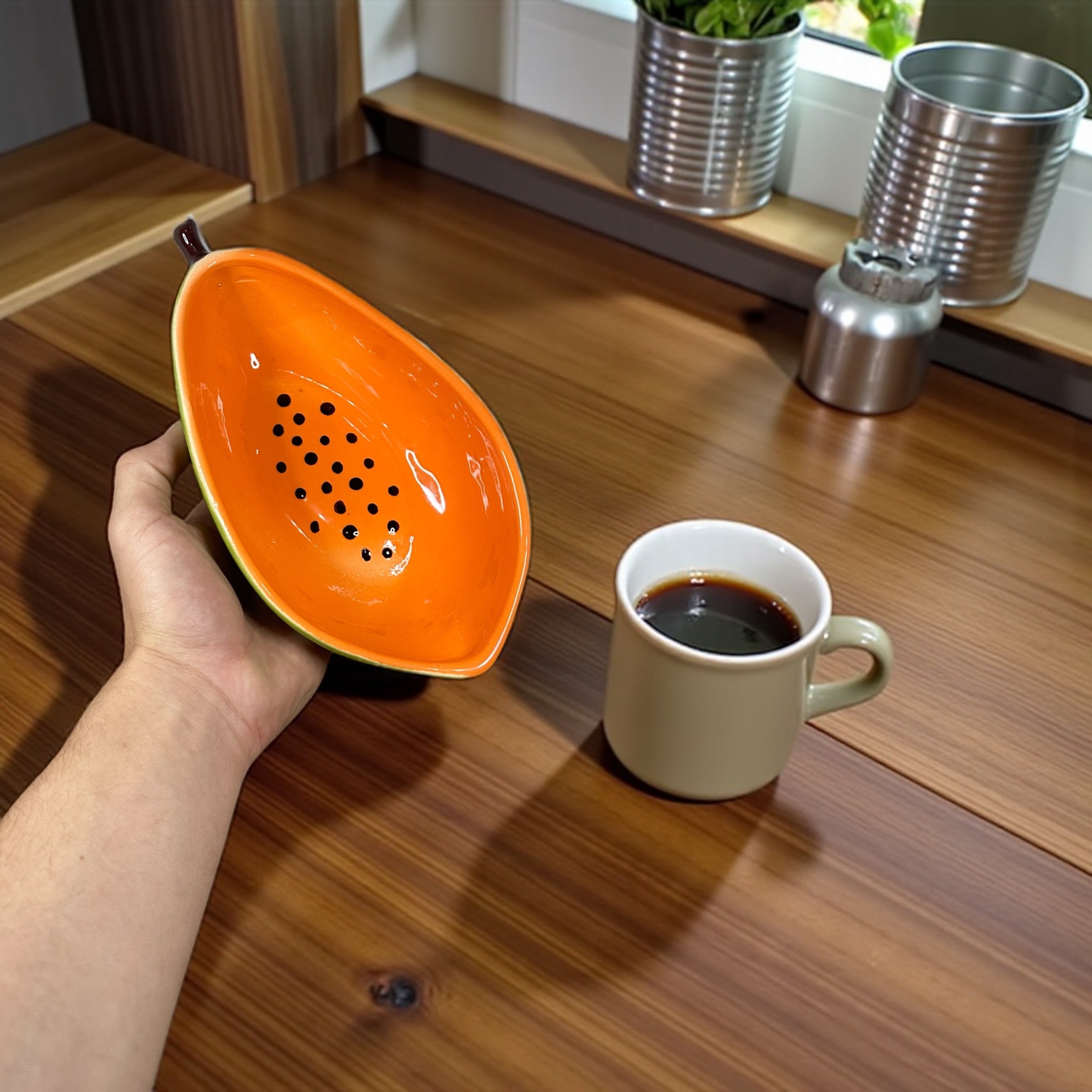 Bowl de Mamão Feito de Cerâmica Esmaltada