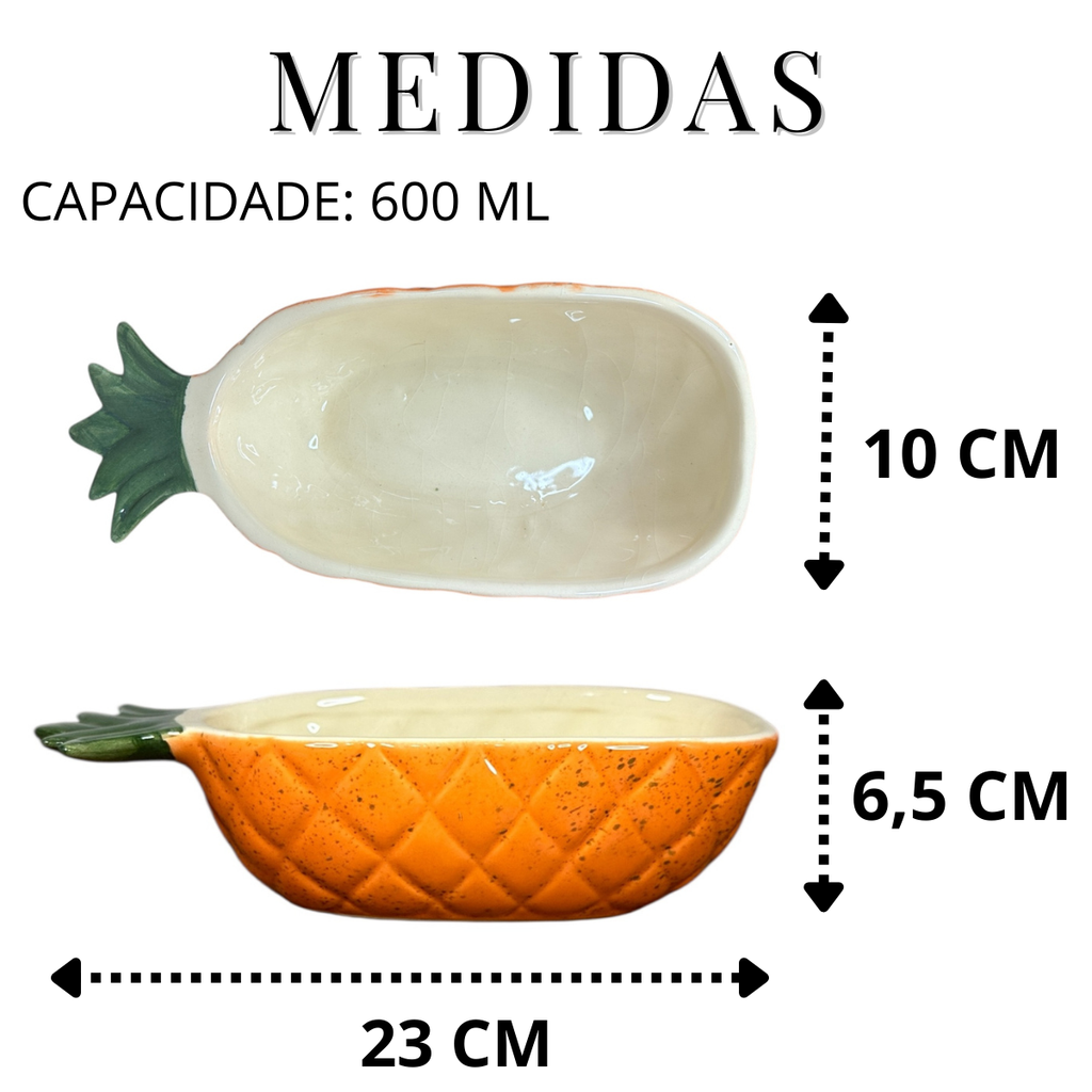 Tigela de Abacaxi Laranja Decorada