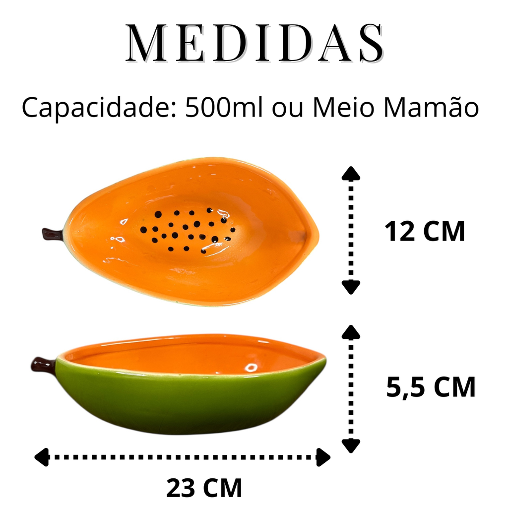 Bowl de Mamão Feito de Cerâmica Esmaltada